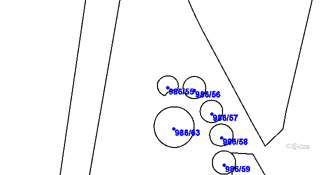 Parcela st. 986/55 v KÚ Jihlava, Katastrální mapa