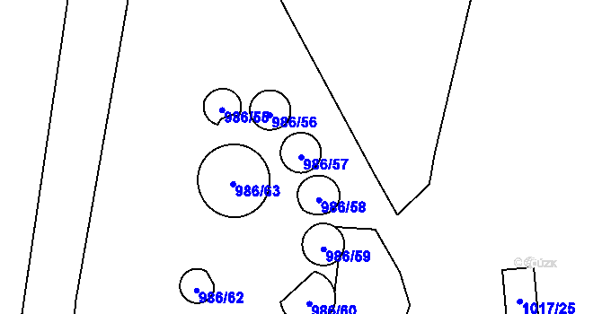 Parcela st. 986/57 v KÚ Jihlava, Katastrální mapa
