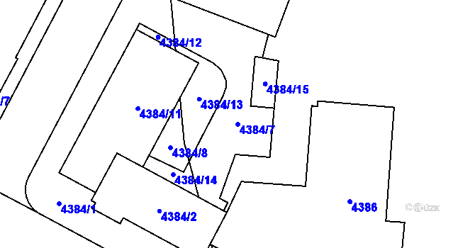 Parcela st. 4384/7 v KÚ Jihlava, Katastrální mapa