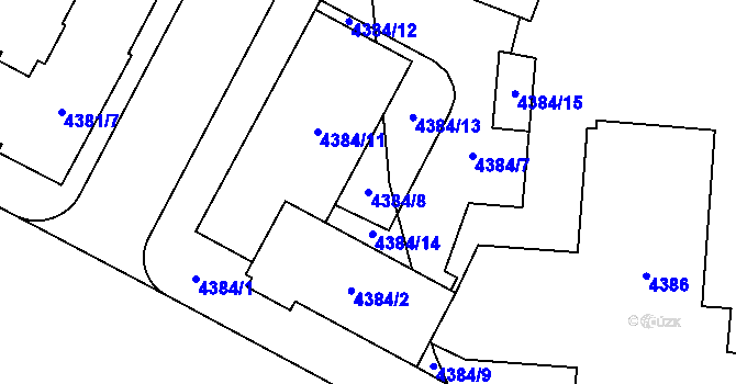 Parcela st. 4384/8 v KÚ Jihlava, Katastrální mapa