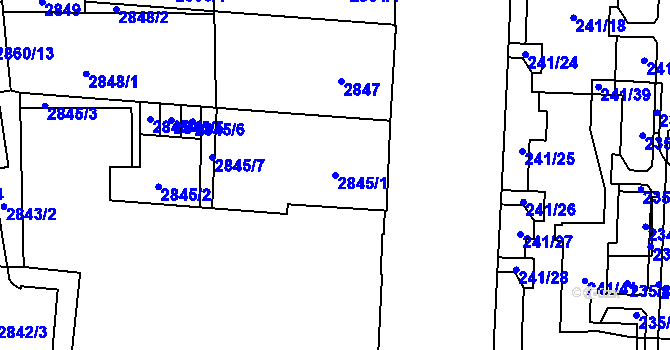 Parcela st. 2845/1 v KÚ Jihlava, Katastrální mapa