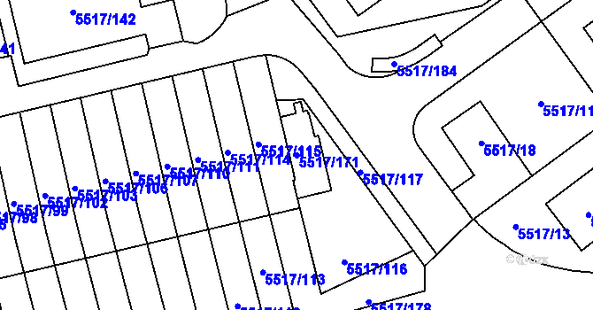 Parcela st. 5517/171 v KÚ Jihlava, Katastrální mapa