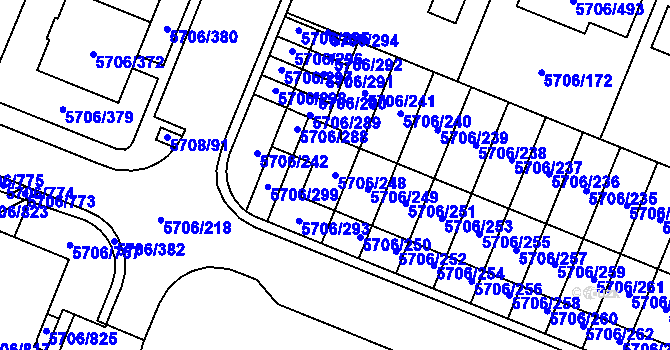 Parcela st. 5706/248 v KÚ Jihlava, Katastrální mapa