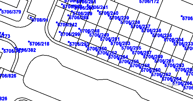 Parcela st. 5706/252 v KÚ Jihlava, Katastrální mapa