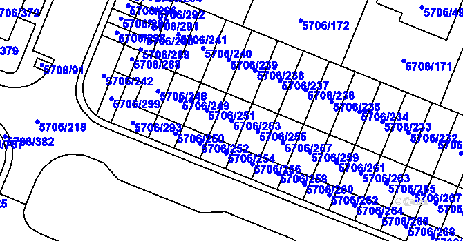 Parcela st. 5706/253 v KÚ Jihlava, Katastrální mapa