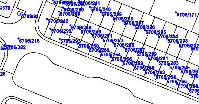 Parcela st. 5706/254 v KÚ Jihlava, Katastrální mapa