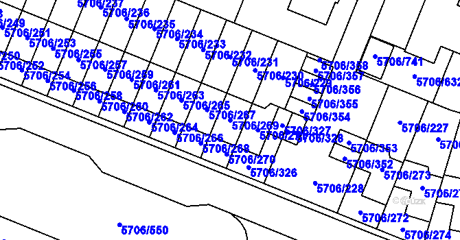 Parcela st. 5706/269 v KÚ Jihlava, Katastrální mapa