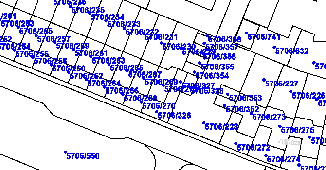 Parcela st. 5706/271 v KÚ Jihlava, Katastrální mapa