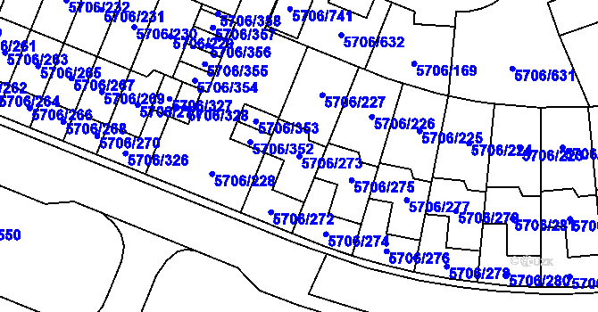 Parcela st. 5706/273 v KÚ Jihlava, Katastrální mapa