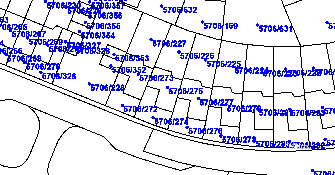 Parcela st. 5706/275 v KÚ Jihlava, Katastrální mapa