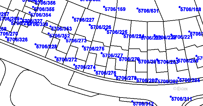 Parcela st. 5706/277 v KÚ Jihlava, Katastrální mapa