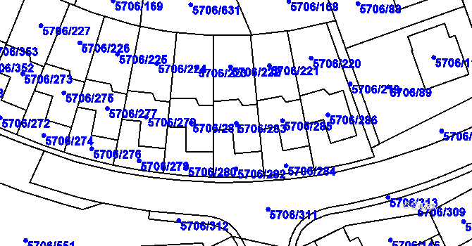 Parcela st. 5706/283 v KÚ Jihlava, Katastrální mapa