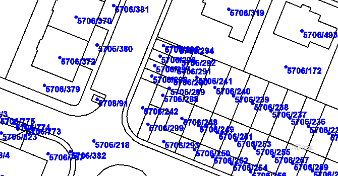 Parcela st. 5706/289 v KÚ Jihlava, Katastrální mapa