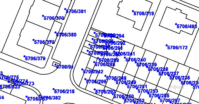 Parcela st. 5706/290 v KÚ Jihlava, Katastrální mapa