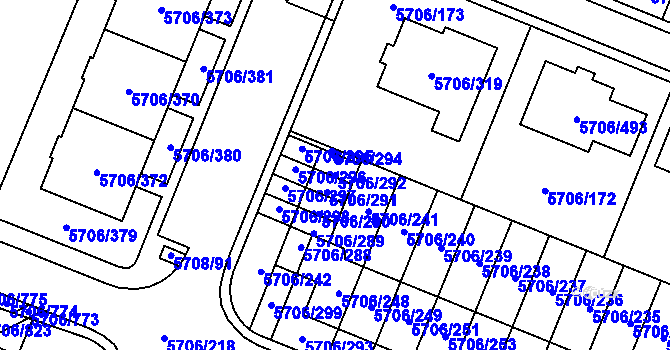 Parcela st. 5706/292 v KÚ Jihlava, Katastrální mapa
