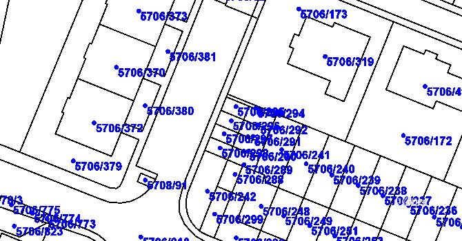 Parcela st. 5706/296 v KÚ Jihlava, Katastrální mapa