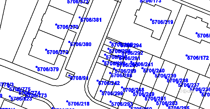 Parcela st. 5706/297 v KÚ Jihlava, Katastrální mapa