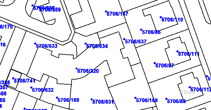 Parcela st. 5706/320 v KÚ Jihlava, Katastrální mapa