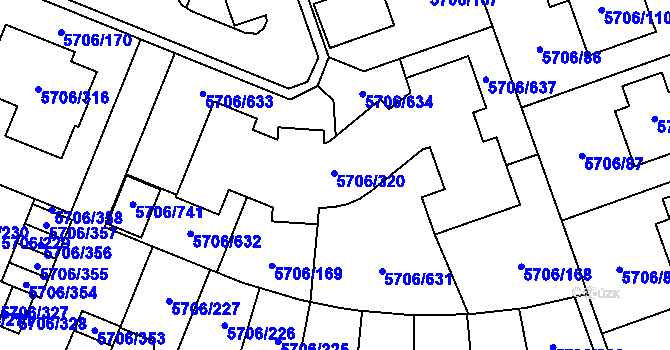 Parcela st. 5706/318 v KÚ Jihlava, Katastrální mapa