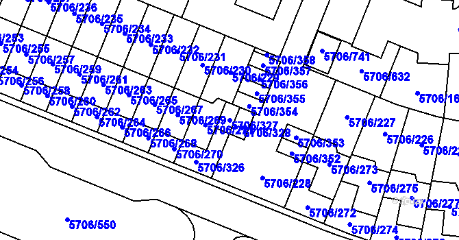 Parcela st. 5706/327 v KÚ Jihlava, Katastrální mapa