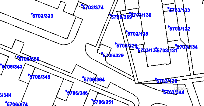 Parcela st. 5706/329 v KÚ Jihlava, Katastrální mapa