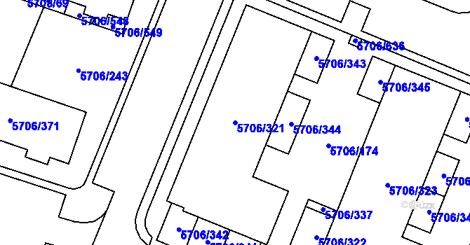 Parcela st. 5706/321 v KÚ Jihlava, Katastrální mapa