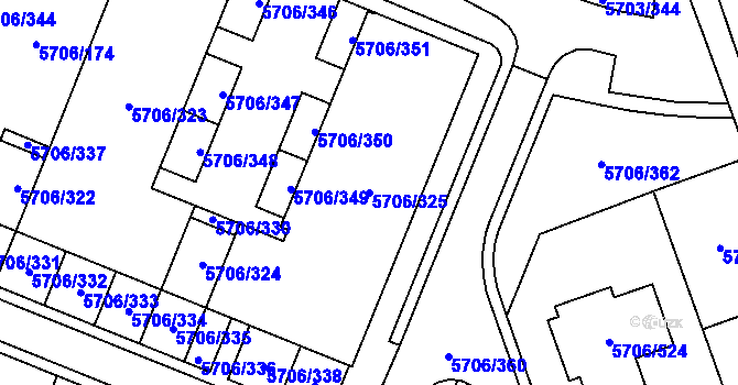 Parcela st. 5706/325 v KÚ Jihlava, Katastrální mapa