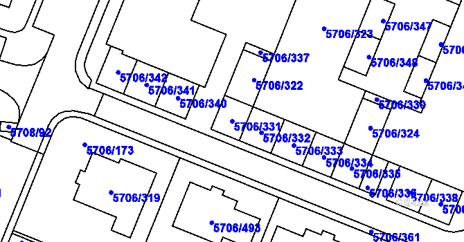 Parcela st. 5706/331 v KÚ Jihlava, Katastrální mapa