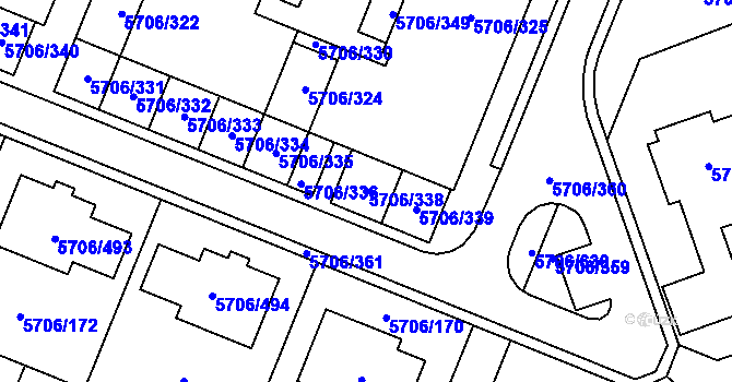 Parcela st. 5706/338 v KÚ Jihlava, Katastrální mapa
