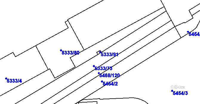 Parcela st. 5333/91 v KÚ Jihlava, Katastrální mapa