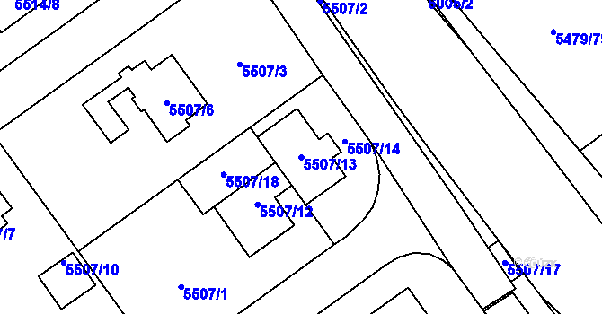 Parcela st. 5507/13 v KÚ Jihlava, Katastrální mapa