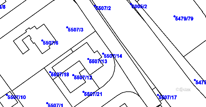 Parcela st. 5507/14 v KÚ Jihlava, Katastrální mapa