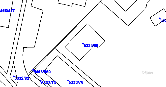 Parcela st. 5333/89 v KÚ Jihlava, Katastrální mapa