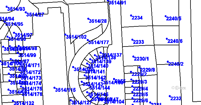 Parcela st. 3514/137 v KÚ Jihlava, Katastrální mapa