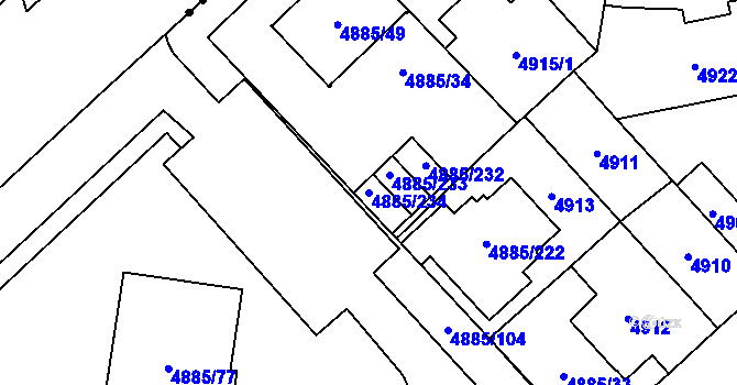 Parcela st. 4885/234 v KÚ Jihlava, Katastrální mapa