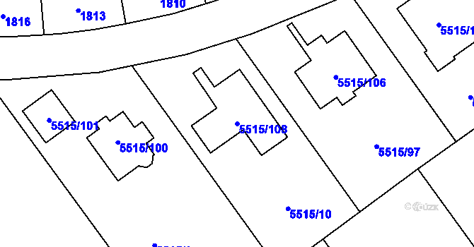 Parcela st. 5515/108 v KÚ Jihlava, Katastrální mapa
