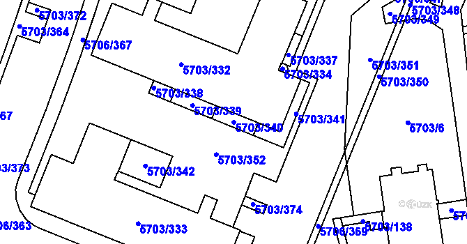 Parcela st. 5703/340 v KÚ Jihlava, Katastrální mapa