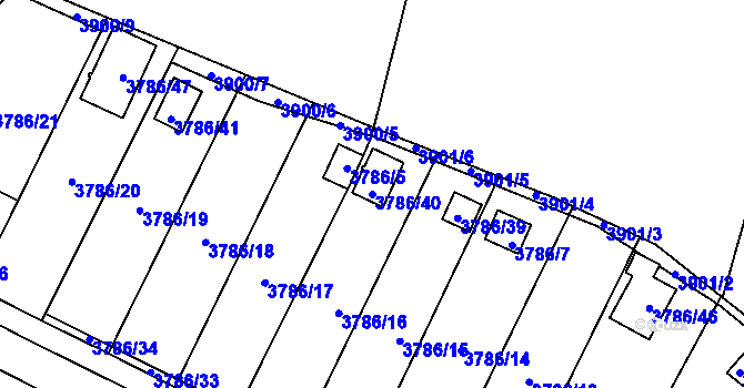 Parcela st. 3786/40 v KÚ Jihlava, Katastrální mapa