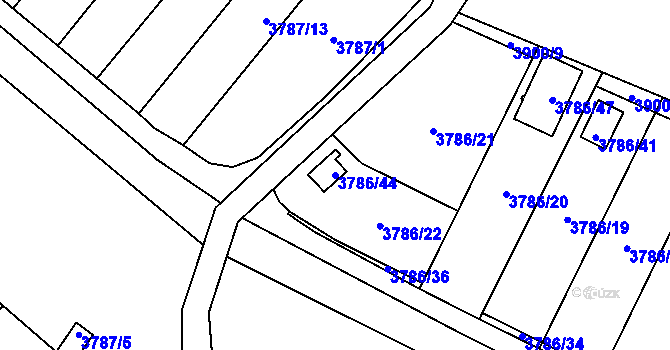 Parcela st. 3786/44 v KÚ Jihlava, Katastrální mapa