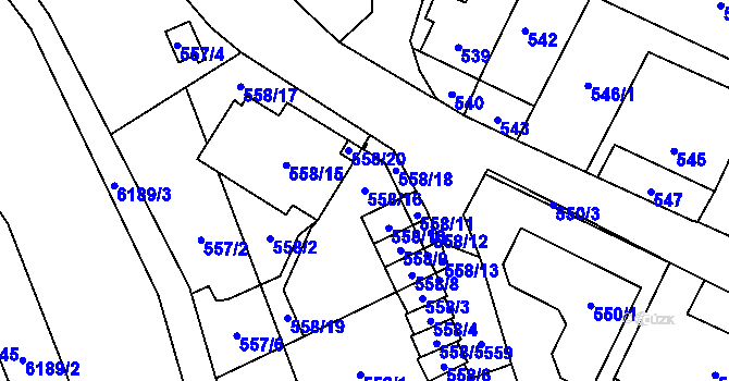 Parcela st. 558/16 v KÚ Jihlava, Katastrální mapa
