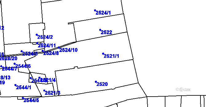 Parcela st. 2521/1 v KÚ Jihlava, Katastrální mapa