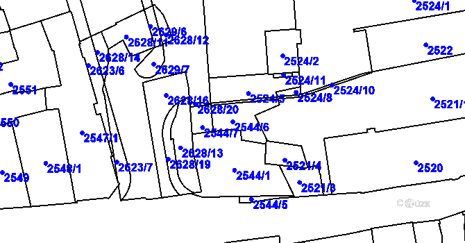 Parcela st. 2544/6 v KÚ Jihlava, Katastrální mapa