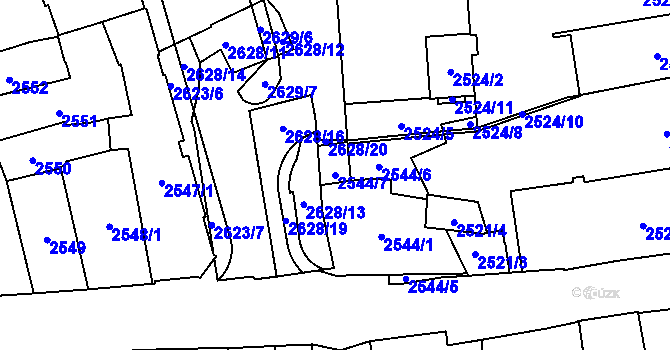 Parcela st. 2544/7 v KÚ Jihlava, Katastrální mapa