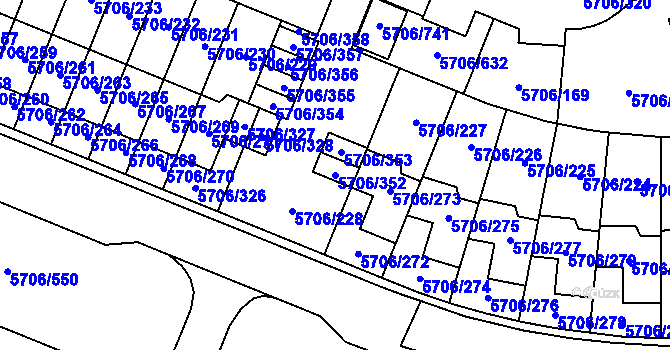 Parcela st. 5706/352 v KÚ Jihlava, Katastrální mapa