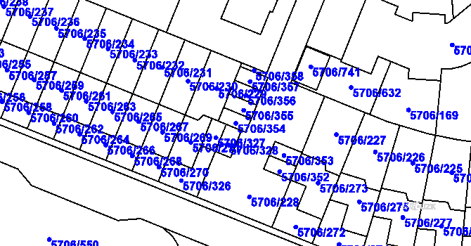 Parcela st. 5706/354 v KÚ Jihlava, Katastrální mapa