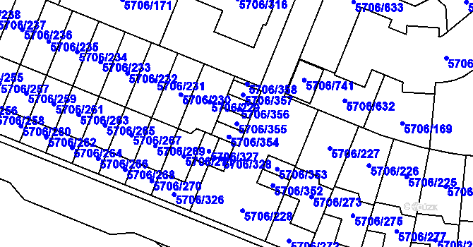 Parcela st. 5706/355 v KÚ Jihlava, Katastrální mapa