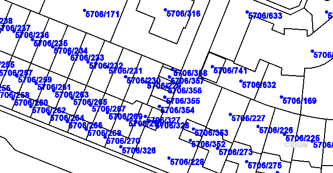 Parcela st. 5706/356 v KÚ Jihlava, Katastrální mapa