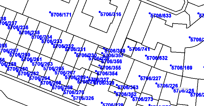 Parcela st. 5706/357 v KÚ Jihlava, Katastrální mapa