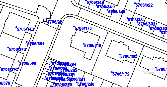 Parcela st. 5706/319 v KÚ Jihlava, Katastrální mapa