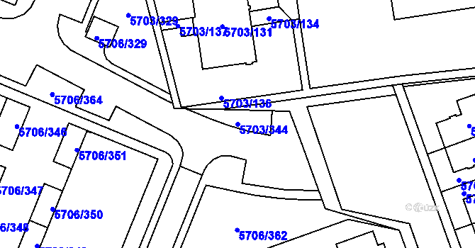 Parcela st. 5703/344 v KÚ Jihlava, Katastrální mapa